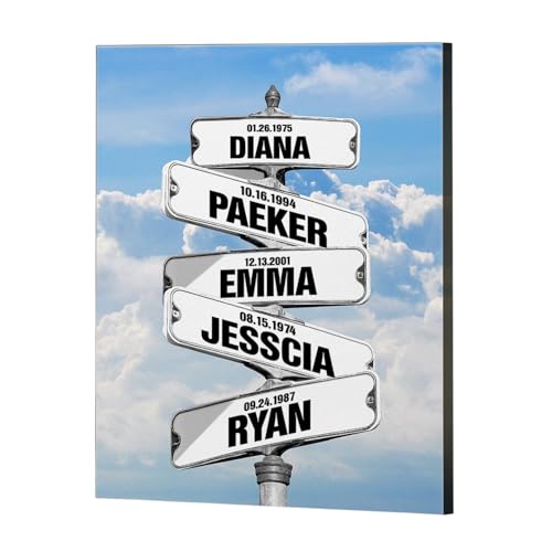 TNYKER Custom Poster Family Wall Decor, Custom Canvas Pictures Crossroads with Frame, Personalized Street Sign Wall Art with Names and Dates, Wedding Gifts, Couple Gifts - Family Sign for Living Room