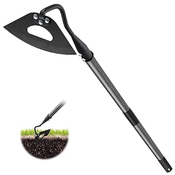 Zappa da giardino, zappa da giardino con manico 140 cm, zappa cava indurita, per diserbo, allentare il terreno, scavare, piante, scanalature, pratico strumento di rimozione delle erbacce
