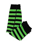 RuffleButts Baby/Toddler Girls Patterned Footless Ruffled Tights - Green & Black Stripe, 0-6m
