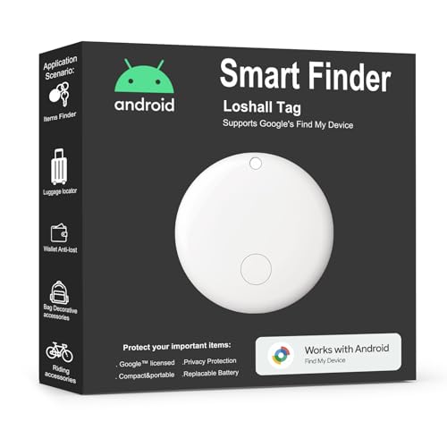 Android Tracker Tags, White Bluetooth Luggage Tags Work with Google Find My Device App (Android Only, not for iOS), Keys Finder and Item Locator for Vehicles Wallet, Bags
