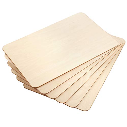 Caydo 6 Piece 12 x 8 inch Rectangle Unfinished Basswood Wooden Sheets