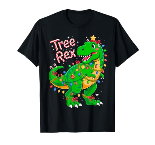 Tree Rex Christmas Costume T-Rex Dinosaur Xmas Light Family T-Shirt