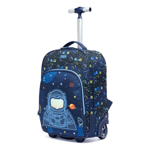 Kit Mochila de Rodinhas + Lancheira + Estojo Infantil Escolar (Azul Escuro)