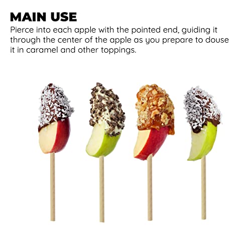 Culinary Elements Bamboo Candy and Caramel Apple Sticks, Pointed Wood Skewers for Crafts: 50 Sticks per Pack