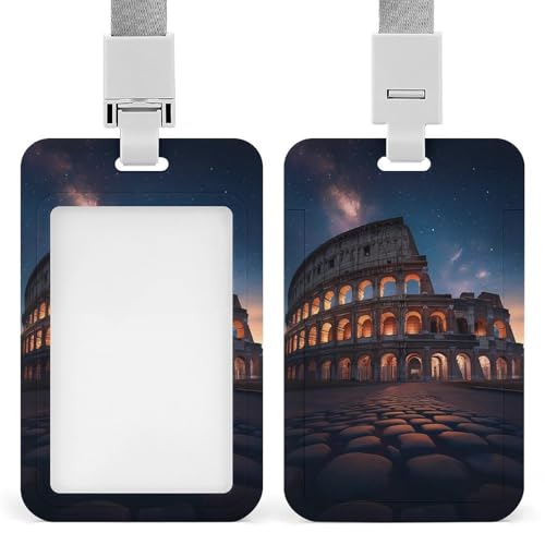 Roman COLOSSEUMES Prints ID Badge Holder with Lanyard Vertical ID Card Holder for Travel Office Work