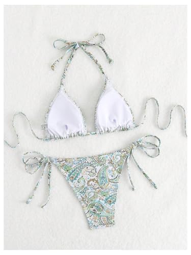Verdusa Women's 2 Piece Paisley String Halter Bikini Set Self Tie High Cut Swimsuit2