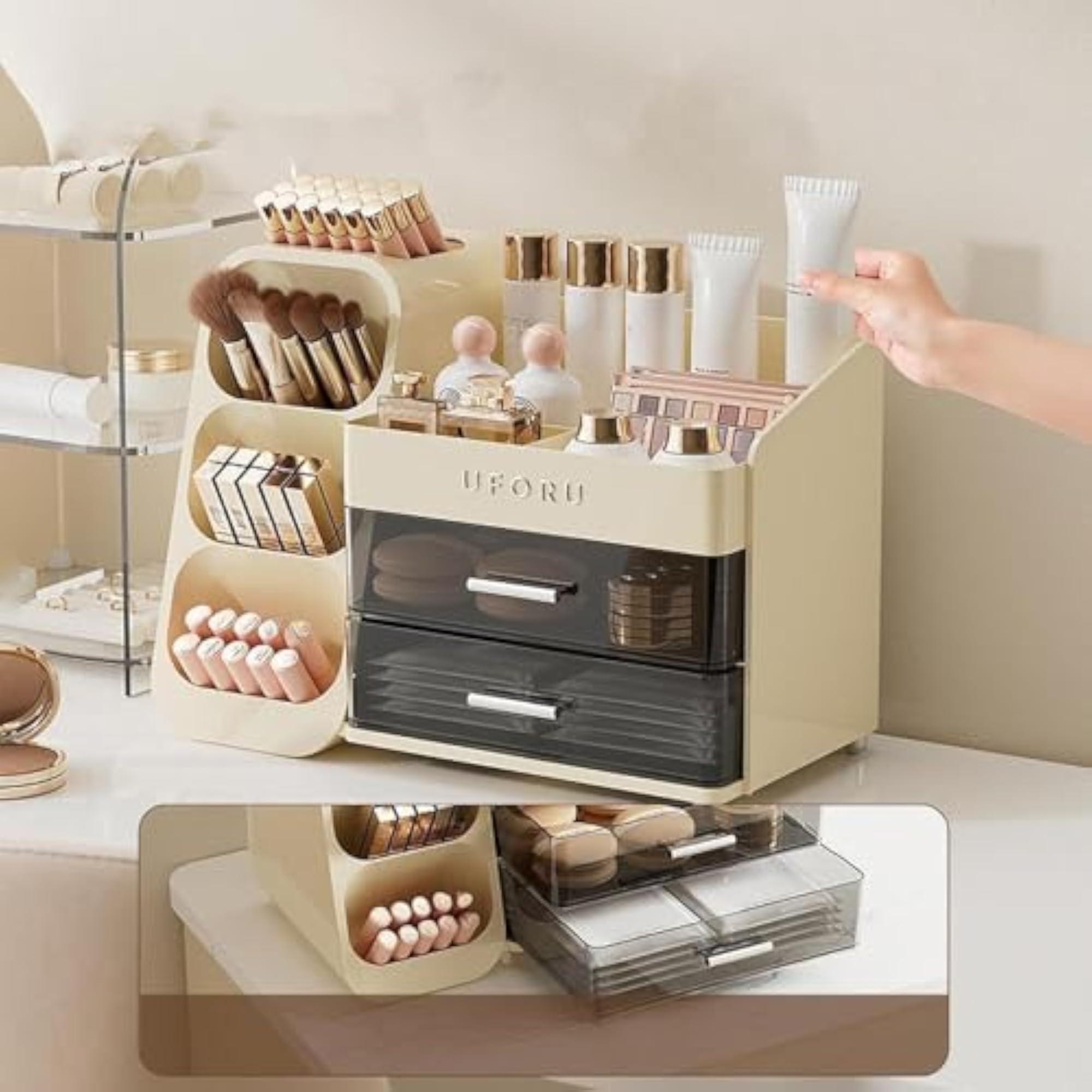 Cosmetic Organizer Display Stand for Brushes and Lotions