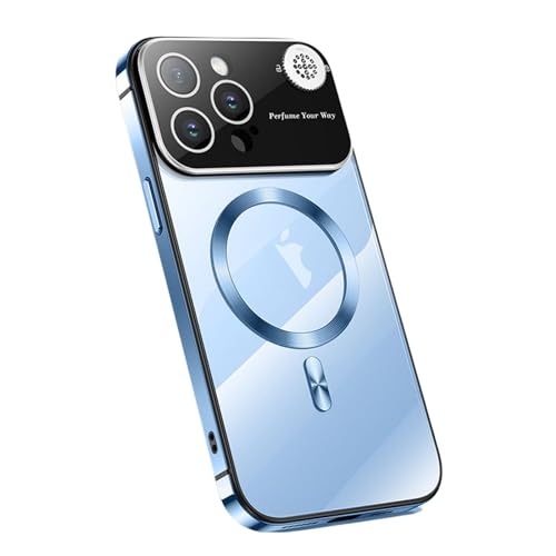 Coque iPhone 15 Plus MagSafe transparente bleu acier inoxydable antichoc objectif