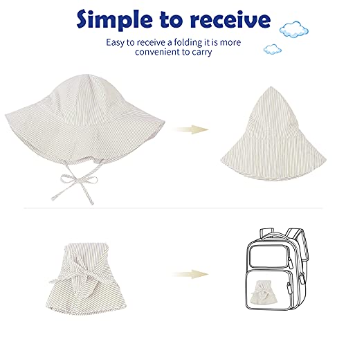 Zando Baby Girl Sun Hat Infant Wide Brim Hats Baby Boy Beach Hat Upf 50+ Toddler Caps For Boys Girls Baby Bucket Hat Beige 0-6 Months #TOP5