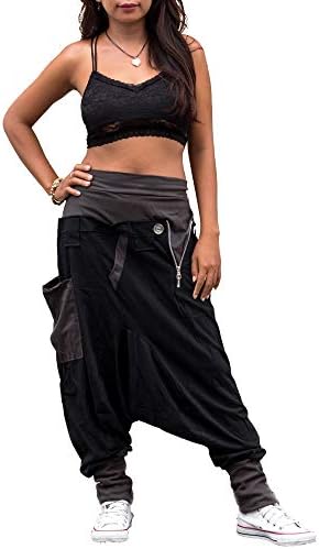 Harem Pants Women & Men Cotton Aladdin Cyberpunk Drop Crotch Pocket 4-12 US