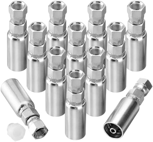 Racewill 12 Pack Hydraulic Hose End Fittings: 1/4" I.D. Hose x 1/4" JIC 37° Female With Protection Cover Hydraulic Hose End Swivel Crimp Fitting