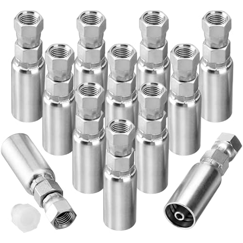 Racewill 12 Pack Hydraulic Hose End Fittings: 1/4" I.D. Hose x 1/4" JIC 37° Female With Protection Cover Hydraulic Hose End Swivel Crimp Fitting