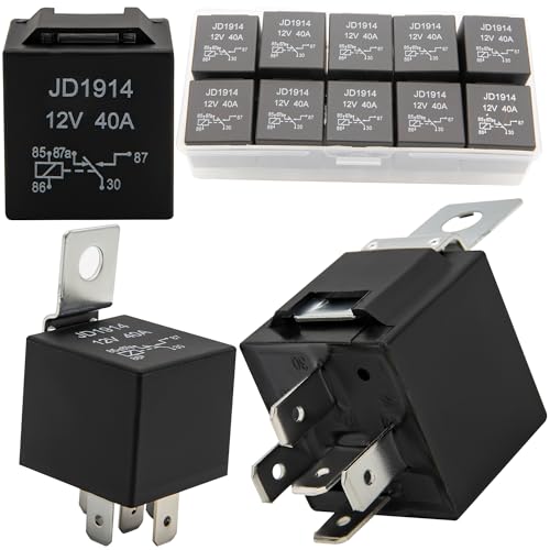 10 Pack 30/40 AMP 12V Relay Switch（SPDT）,Waterproof 5-Pin Relay Switch,for 12 Volt Automotive Marine Relays for Boats Auto Fan Cars