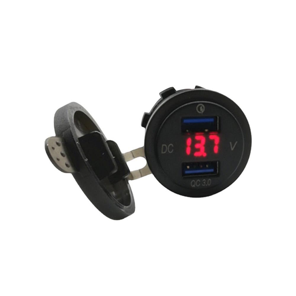 Dual USB in-car Charger Quick Charge Dual QC3.0 Charger with Voltage Display for Marine Truck Motorcycle Car etc