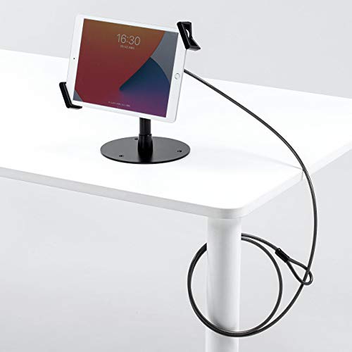 サンワダイレクト iPad タブレット セキュリティスタンド セキュリティワイヤー付 1.8m 7～13インチ 【ケース付きタブレット対応】 角度調整 200-SL078