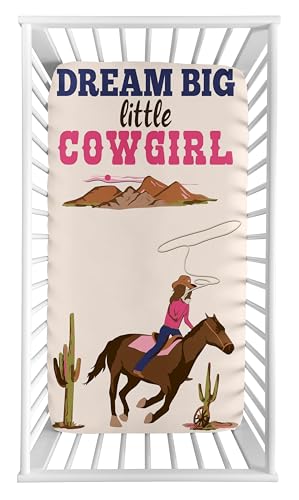 Image of Sweet Jojo Designs Western Cowgirl Girl Baby Fitted Crib Sheet Photo Op Infant Newborn Nursery Toddler Bed Room Standard Mattress Wild West Vintage Country Animal Southwest Beige Brown Light Pink Blue