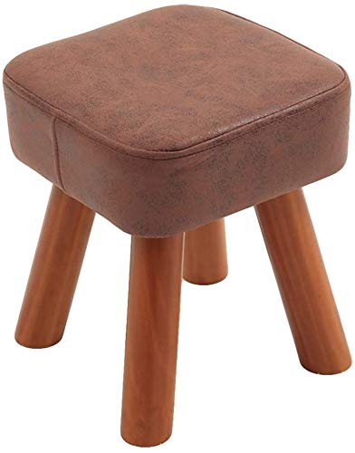 Tabouret pouf en bois massif 28x28x32cm rembourré pour le salon