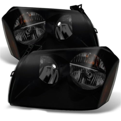 YIZISECCE 2pcs Headlight Left Right Side Smoked Lens Black Housing Smoke Headlights for Dodge for Magnum R/T/SE/SXT 05-07 & SRT8 06-07 4806059AE CH2502166 125-8576