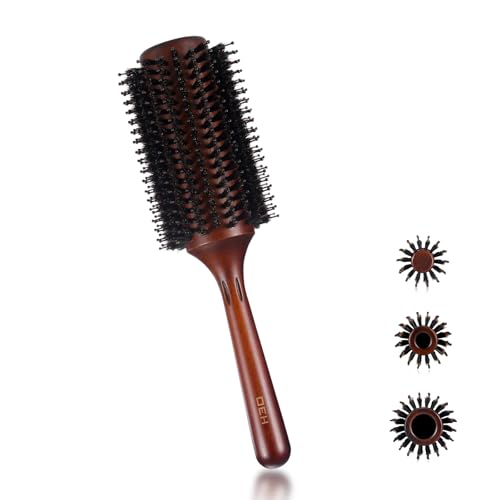 OEH Round Boar Bristle Brush with Nylon Pins Round Hair Brush for Women Men Styling Straightening (Diameter 7 cm)