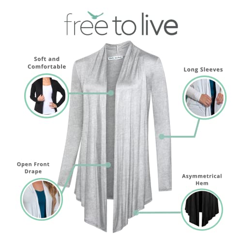Image of Free to Live 3 Pack Long Sleeve Cardigan for Women Open Front Dressy Casual Fall Draped Lightweight Sweaters Cover Up Shrugs