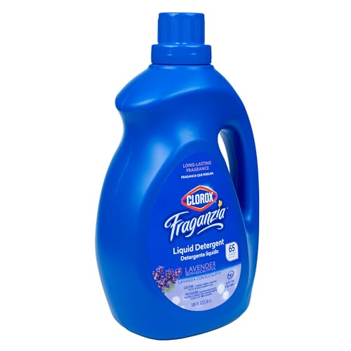 Image of Clorox Fraganzia Liquid Laundry Detergent, Lavender Scent - High Efficiency Formula for All Front and Top Load Washing Machines, Long-Lasting Fragrance, 65 Loads per Bottle, 100 Fl Oz