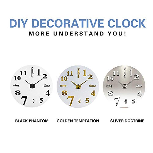 Large Diy Wall Clock, Modern 3D Frameless Wall Clock With Mirror Numbers Stickers For Home Office Living Room Bedroom Wall Decoration #TOP6