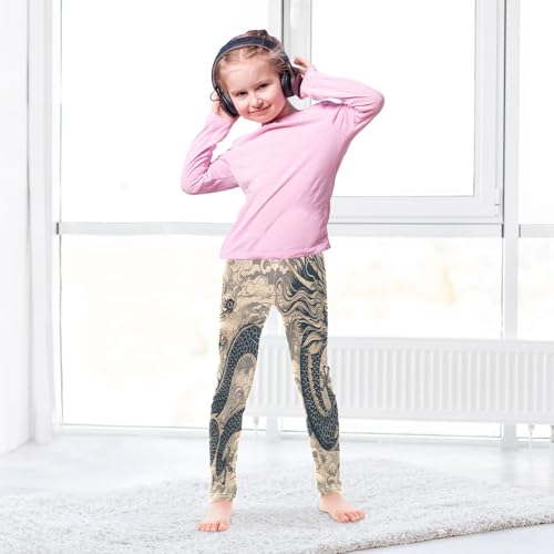 Toddler Girls Leggings Printed Yoga Pants Leggings Black Dragpn for Kids4