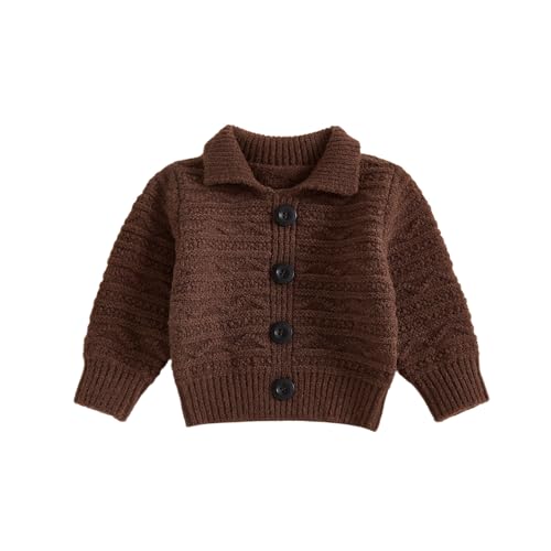 Baby Girl Boy Sweater Solid Chunky Knit Lapel Button Sweaters Pullover Knitwear Unisex Toddler Fall Winter Clothes