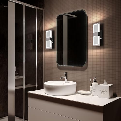 Image of OKELI Modern Wall Sconce Set of 2, LED Wall Mounted Light Indoor Dimmable Wall Light Fixture for Bedroom, LED Vanity Lights for Bathroom Wall Lights for Living Room, Hallway, Entryway, Corridor
