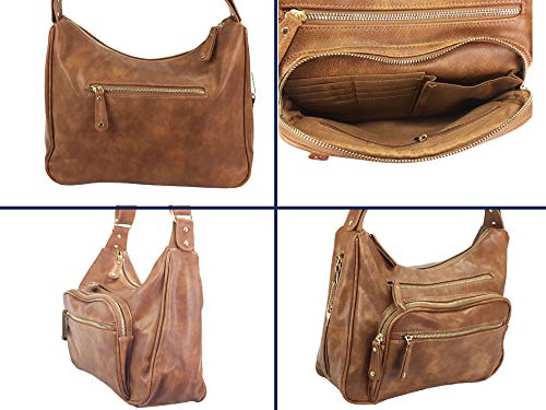 Image of Concealed Carry Hobo Bag Locking Crossbody Bag with Built-in Credit Card Slots