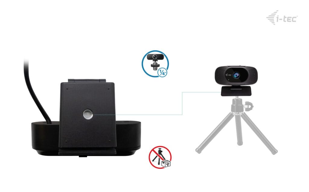 i-tec Solomon 300 kamera internetowa 4K z szerokim kątem widzenia 92° do spotkań i prezentacji, stała ostrość, automatyczna optymalizacja obrazu i zintegrowana osłona ochrony danych