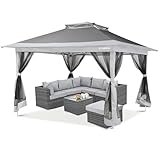 TOMSHOO Outdoor Gazebo, 12'x12' Pop Up Gazebo with Center Lock Quick Canopy Tent 144 Square Feet of Shade for Patio Garden Backyard