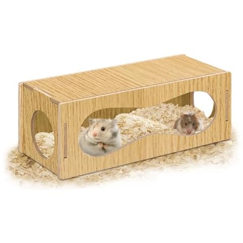 Wooden Hamster Hideout, Hamster Tunnels and Tubes with Three Holes, Hamster Accessories for Real Hamsters and Guinea Pig (Large) Cover