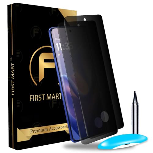 Image of FIRST MART Anti-Spy UV Tempered Glass for Motorola Edge 60 Pro | 9H Curved Display Screen Guard, Fingerprint Compatible | Pack of 2