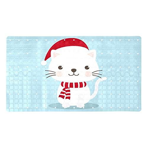 Tapis de bain bleu rectangulaire 71x40 cm avec ventouses de sécurité pour baignoire - 2