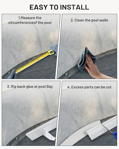 Image of Peel and Stick Above Ground Pool Cove Foam, 16 Pack - 46.5-inch Liner Protection & Floor Support - Made of High-Density Waterproof Foam - for 18' Pools, Easy to Install Above Ground Pool Accessories