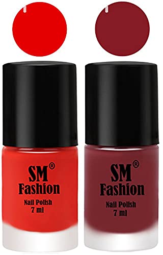Image of Long Lasting Nail Polish | Nail Paint Combo 7 ml Each) - Set of 2 Fire Orange-Plum