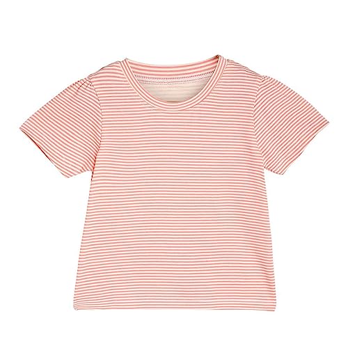 Image of miniklub Baby Round Neck Half Sleeve Knitted Cotton Top (Cream /Coral Color)
