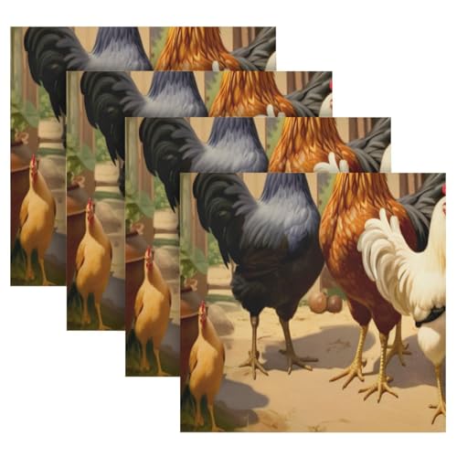 Servilletas de Tela Cuadradas Rooster Farm Set x6 miniatura 5