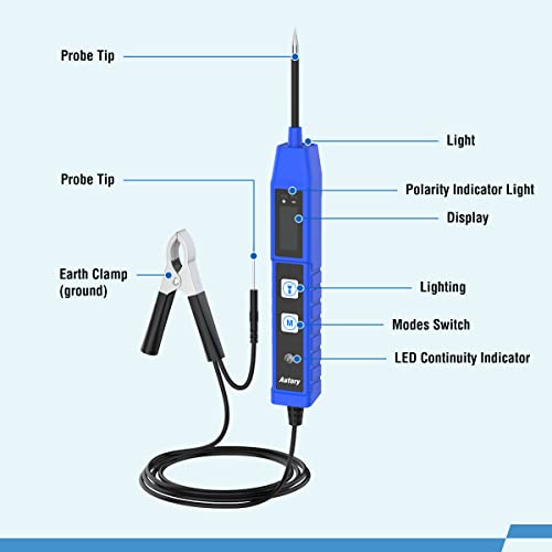 Autory Automotive Power Circuit Probe Tester, 9V-30V Dc Power Short Circuit Probe Car Electrical System Test Tool With 3.6Ft Wire, 2 Sensitive Probes Overload Protection For Cars Motorcycles Trucks #TOP2