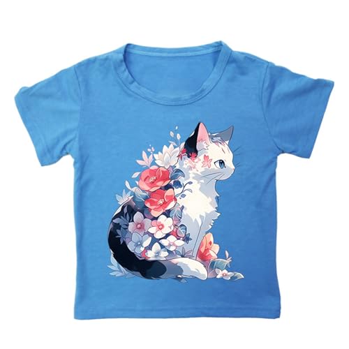 Toddler Kids Girl Cat Graphic Shirt Tops Basic Easter T-Shirts Cat Printed Casual Tees Summer Short Sleeve Clothes3