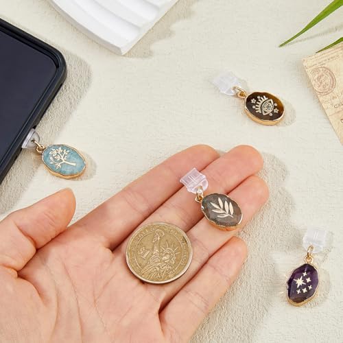 DICOSMETIC 4Pcs 4 Styles Dust Plug Charms for Type C USB C Charging Port Charm Cell Phone Charm Plug Cover Dust Plugs with Gemstone Charms Phone Port Cap Protector Pendant for E-Reader by DICOSMETIC - Image 3