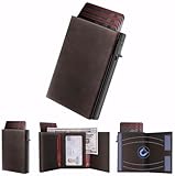 ROYAL KIT Wallet for Men Card Holder: Pop Up Card Case, RFID Blocking, Premium Genuine Leather, Slim, Minimalist, Front Pocket - 14 Card Capacity | ID Window | Cash Slot (Brown)
