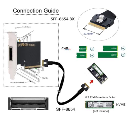Image of CY Card External Slimline SFF-8654 8X 74Pin to PCIE Express 3.0 PCIE4.0 Raid Card VROC Raid0 Hyper Adapter