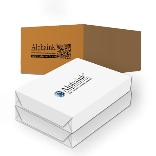 Alphaink Carta A4 Premium per ufficio, 75gr 2 Risme da 500 fogli l'una - tot.1.000 fogli - adatta per stampanti laser, inkjet e fotocopiatrice - Bianca