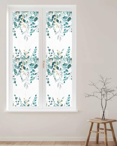 Película decorativa de privacidad para ventana Teal Eucalyptus 17.7x78.7 pulgadas miniatura 1