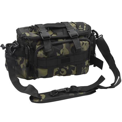 Auptiz Angeltasche, Angelausrüstungstasche, Oxford-Gewebe Umhängetasche Fishing Angeltasche, Outdoor Karpfentasche Hüfttasche Angelausrüstung mit Gepolsterter Schultergurt Hüftgurt und Tragegriffe