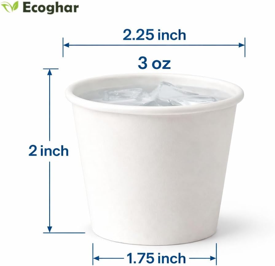 300 Pack 3 oz Disposable Paper Cups, Biodegradable Small Coffee Cups, Mini Mouthwash Cups, Suitable for Bathroom, Market, Shops, Party, Picnic, Travel & Events Use, White (3 OZ) image 2