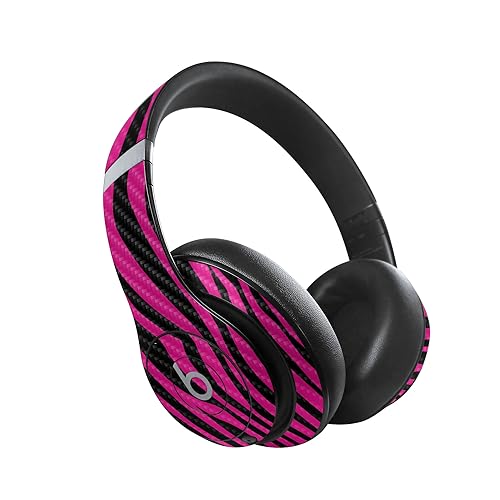 Image of MightySkins Carbon Fiber Skin Compatible with Beats Studio Pro - Pink Zebra | Protective, Durable Textured Carbon Fiber Finish | Easy to Apply