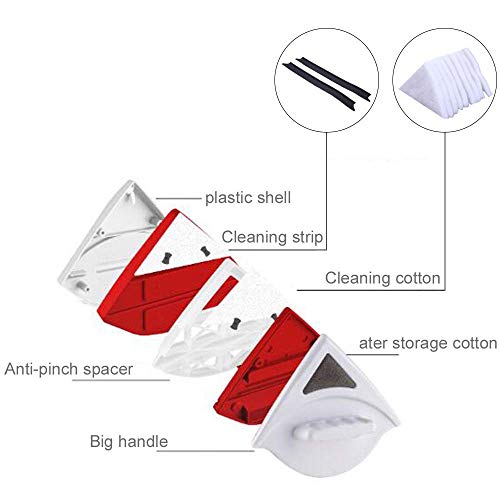 Double-Sided Magnetic Window Cleaner Glass Cleaning Brush Wiper Squeegee Cleaning Tool for Single Glazed Windows with 5-12mm Thickness